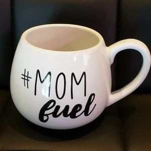 Round Ceramic Coffee Mug 17 fl oz #Mom Fuel Double Sided White Black